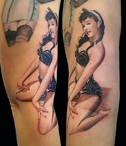 Old School Pin Up Girl Tattoo Design Picture
