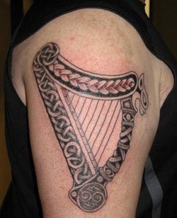 Irish Harp Tattoo Design Picture