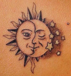 Sun, Moon and Stars Tattoo Design Picture