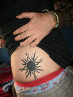 Tribal Sun Tattoo Design for Side Picture
