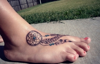 Dreamcatcher Tattoo Design on Foot Picture