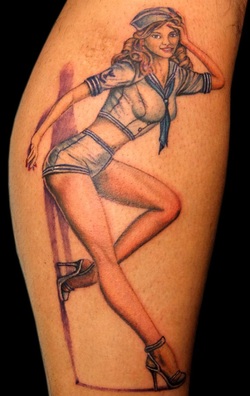 Classic Pin Up Girl Tattoo Design Picture