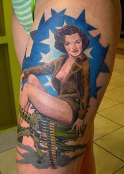 Military Pin Up Girl Tattoo Design Picture