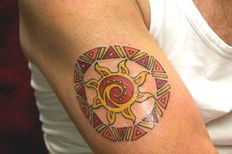 Tribal Sun Tattoo Design for Guys Picture