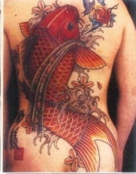 Koi Fish and Roses Tattoo Design Picture