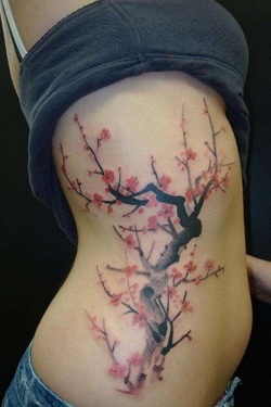 Cherry Blossom Tattoo Design for Side Picture