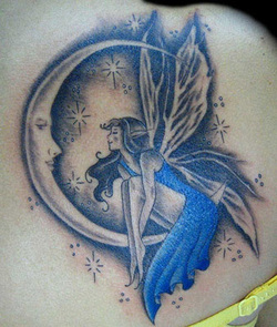 Fairy on Moon Tattoo Design Picture