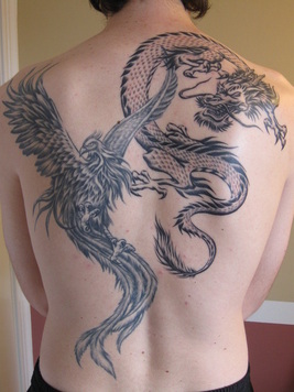 Phoenix and Dragon Tattoo Design Picture