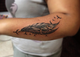 Feather Arm Tattoo Design Picture