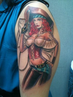 Pirate Pin Up Girl Tattoo Design Picture