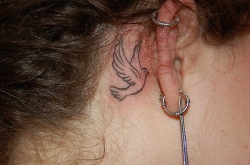 Dove Tattoo Design behind Ear Picture