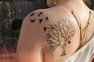 Bird and Tree Tattoo Design Picture