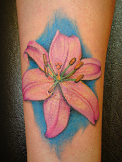 Pink Lily Tattoo Design Picture