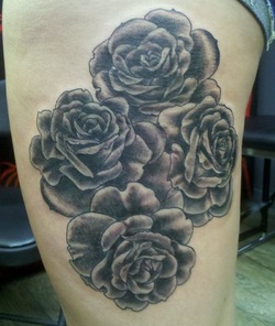 Black and Grey Rose Tattoo Design Picture