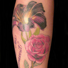 Rose and Lily Tattoo Design Picture