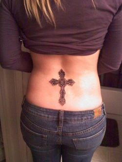 Lower Back Cross Tattoo Design Picture