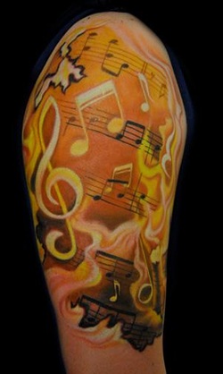 Half Sleeve Music Tattoo Design Picture