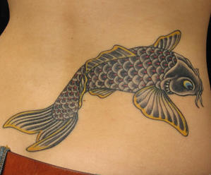 Koi Fish Tattoo Design for Lower Back Picture