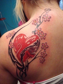 Cherry Blossom Heart Tattoo Design Picture