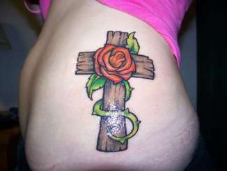 Cross and Rose Tattoo Design Picture
