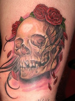 Skull and Rose Tattoo Design Picture