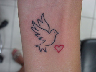 Dove and Heart Tattoo Design Picture