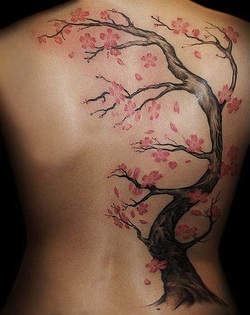 Cherry Blossom Tattoo Design on Back Picture