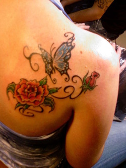 Rose and Butterfly Tattoo Design Picture