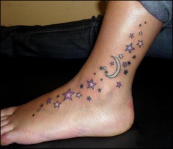 Crescent Moon and Star Tattoo Design Picture