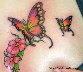 Flower and Butterfly Tattoo Design Picture