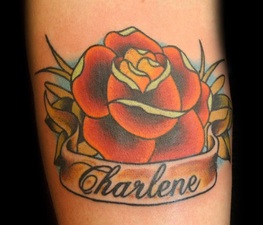 Rose with Name Tattoo Design Picture