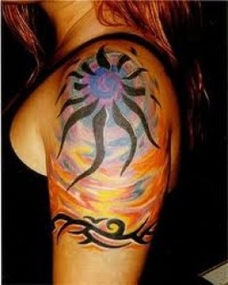 Tribal Sun Tattoo Design for Shoulder Picture