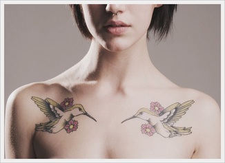 Bird and Flower Tattoo Design Picture