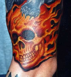 Flaming Skull Tattoo Design Picture