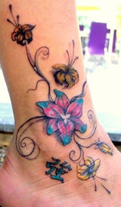 Ankle Flower Tattoo Design Picture