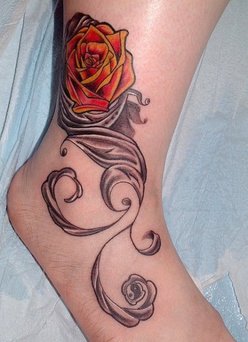 Ankle Rose Tattoo Design Picture