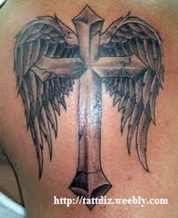 Cross with Angel Wings Tattoo Designs Picture