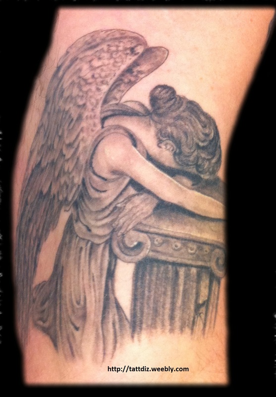crying angel tattoo shoulder