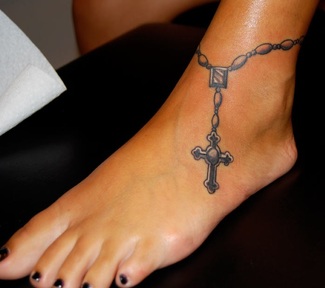 Rosary Ankle Tattoo Design Picture